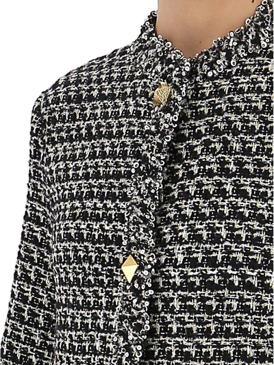 Shop Valentino Sequins Detail Tweed Jacket In Multi