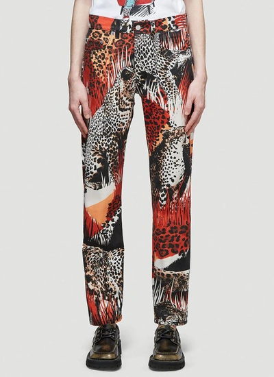 Shop Napa By Martine Rose Animal Printed Jeans In Multi