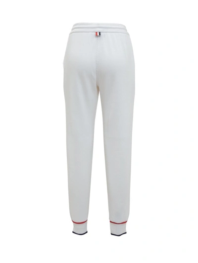 Shop Thom Browne Drawstring Joggers Pants In White