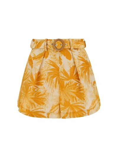 Shop Zimmermann Mae Palm Tuck Shorts In Multi