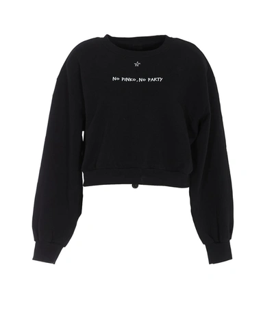 Shop Pinko No  No Party Cropped Sweatshirt In Black
