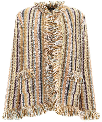 Shop Etro Striped Knit Jacket In Multi