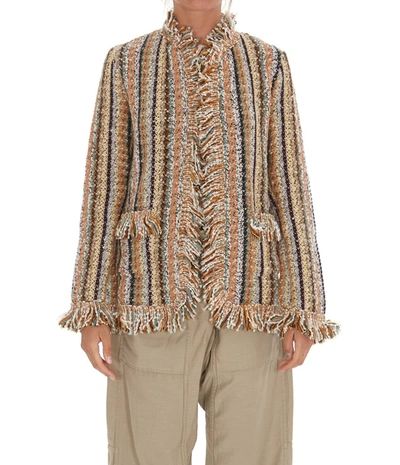 Shop Etro Striped Knit Jacket In Multi