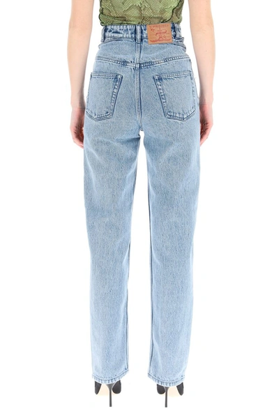 Shop Y/project Rhinestone Embellished Straight Jeans In Blue