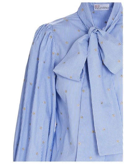 Shop Red Valentino Redvalentino Pinstripe Pussybow Shirt In Multi