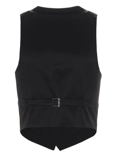 Shop Saint Laurent Short Tuxedo Vest In Black