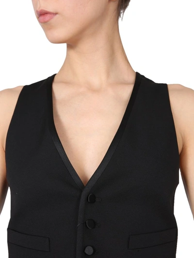 Shop Saint Laurent Short Tuxedo Vest In Black