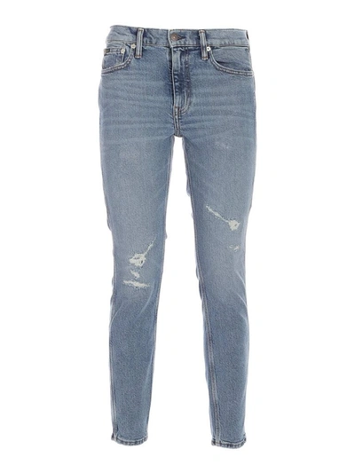 Shop Polo Ralph Lauren Distressed Skinny Jeans In Blue