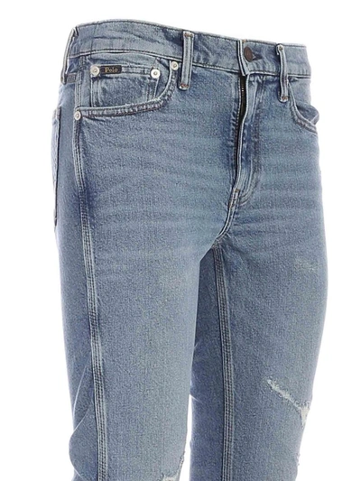Shop Polo Ralph Lauren Distressed Skinny Jeans In Blue