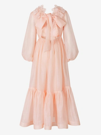 Shop Zimmermann The Lovestruck Flower Garland Dress In Pink