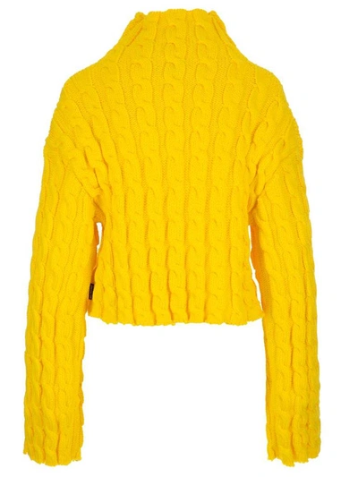 Shop Balenciaga High Neck Knit Sweater In Yellow