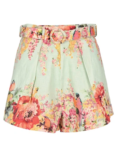 Shop Zimmermann Mae Floral Tuck Shorts In Multi