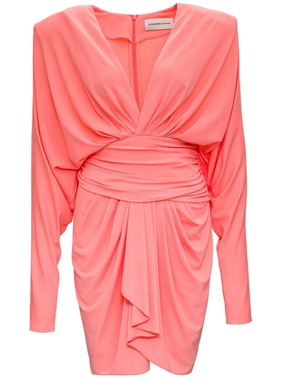 Shop Alexandre Vauthier Shoulder Pad Draped Mini Dress In Pink
