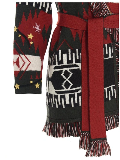 Shop Alanui Candy Cane Fringe Trim Cardigan In Multi