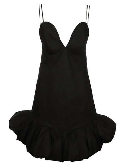 Shop Khaite Sienna Deep Neckline Mini Dress In Black