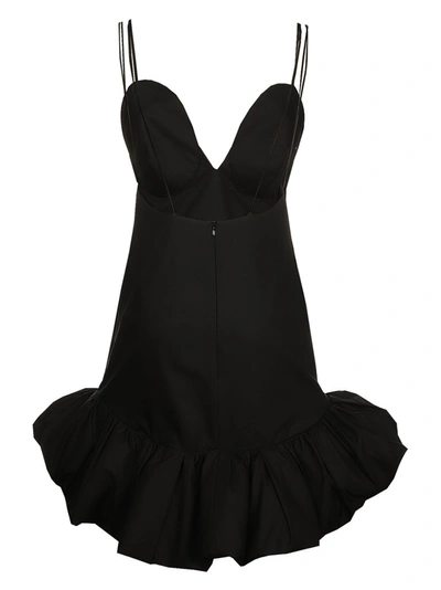 Shop Khaite Sienna Deep Neckline Mini Dress In Black