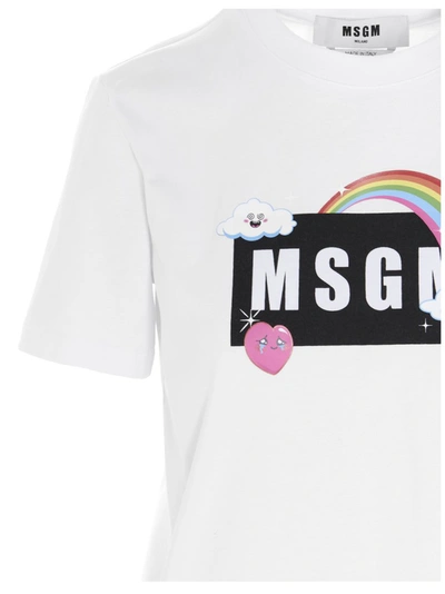Shop Msgm Rainbow Logo Print T In White
