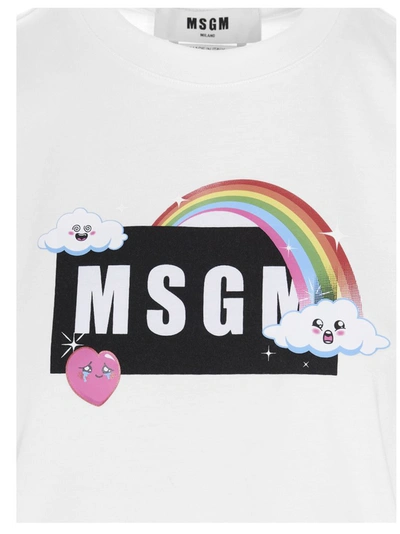 Shop Msgm Rainbow Logo Print T In White