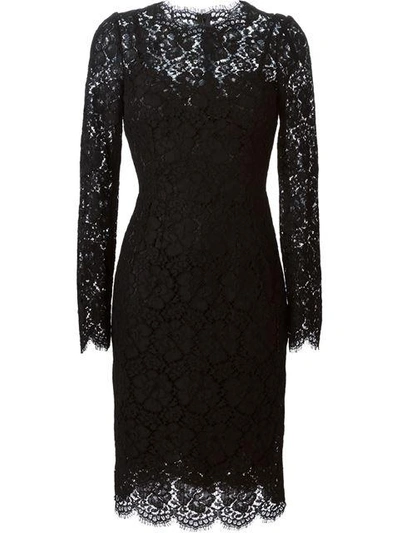 Shop Dolce & Gabbana Floral Lace Midi Dress