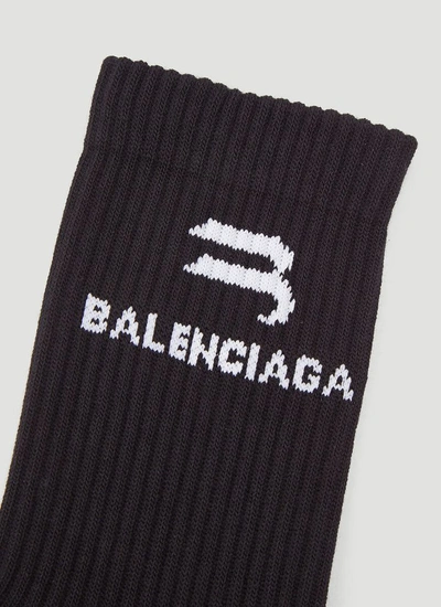 Shop Balenciaga Logo Intarsia Socks In Black