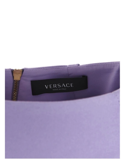 Shop Versace Zipped Mini Skirt In Purple