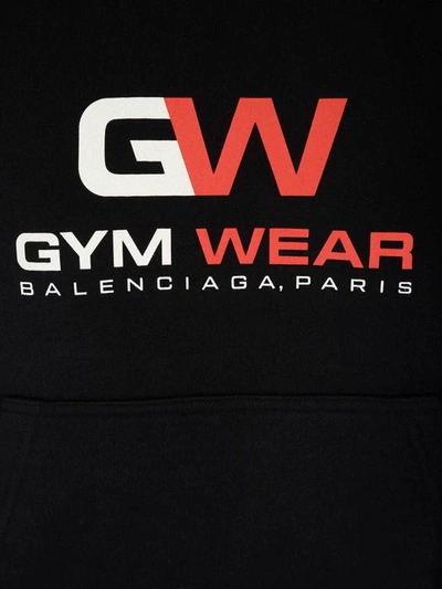 Shop Balenciaga Gym Wear Print Hoodie In Black
