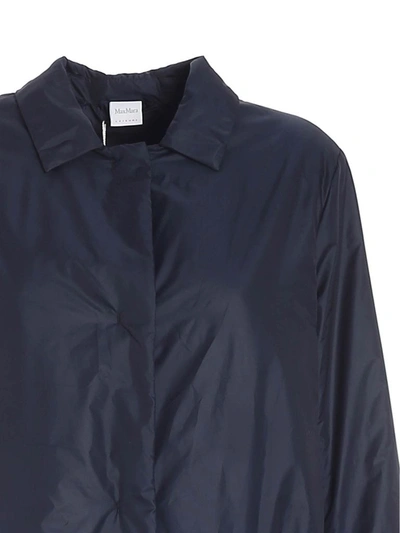 Shop Max Mara Collared Midi Raincoat In Navy