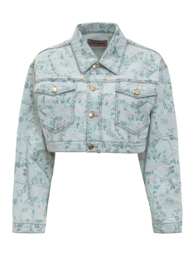 Shop Chiara Ferragni Floral Print Cropped Jacket In Blue