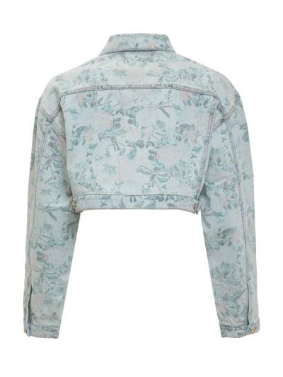 Shop Chiara Ferragni Floral Print Cropped Jacket In Blue