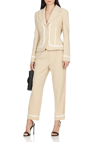 Shop Moschino Notched Lapel Single Breasted Blazer In Beige