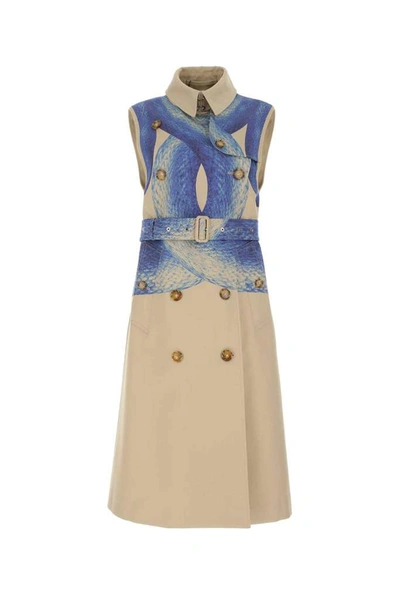 Shop Burberry Mermaid Tail Sleeveless Trench Coat In Multi