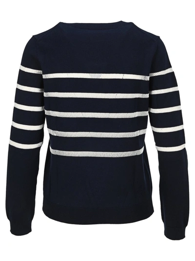 Shop Apc A.p.c. Cordelia Stripe Knit Sweatshirt In Navy