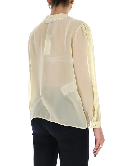 Shop Miu Miu Lace Insert Shirt In Yellow