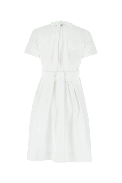 Shop Prada Chest Pocket Midi Dress In White