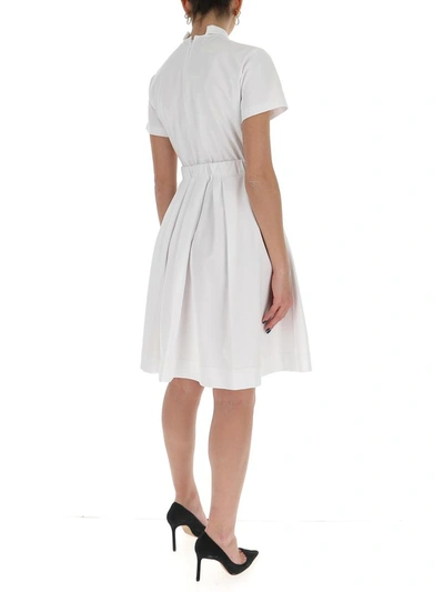 Shop Prada Chest Pocket Midi Dress In White