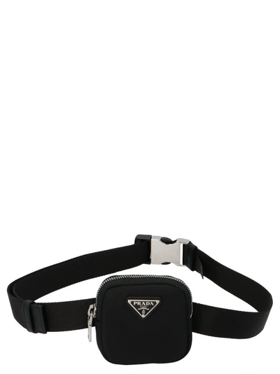 Shop Prada Pouch Buckle Belt In Black