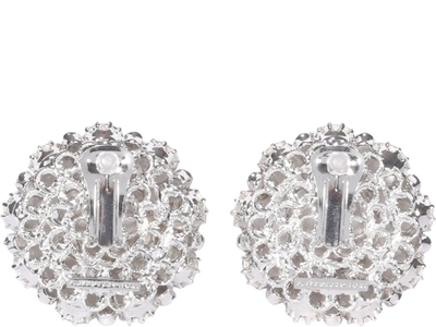 Shop Alessandra Rich Crystal Embellished Pearl Earrings In Silver