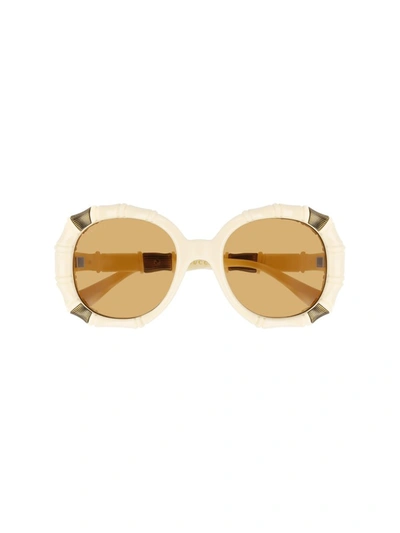 Shop Gucci Eyewear Round Frame Sunglasses In White