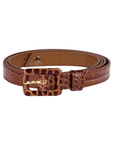 Shop Agnona Embossed Buckle Belt In Brown