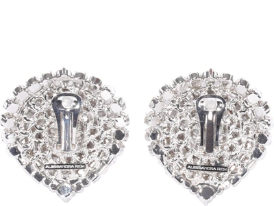 Shop Alessandra Rich Crystal Embellished Heart Earrings In Silver