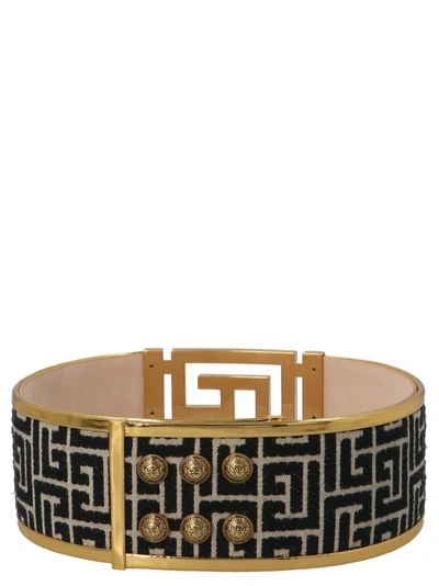 Shop Balmain Monogram Jacquard Belt In Multi