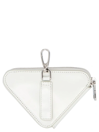 Shop Prada Snap Hooked Triangle Mini Pouch In White