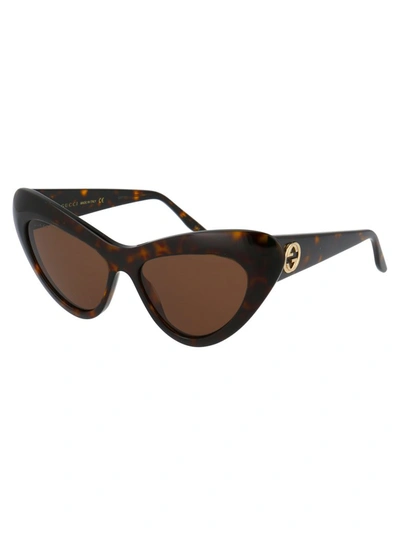 Shop Gucci Eyewear Cat Eye Frame Sunglasses In Multi