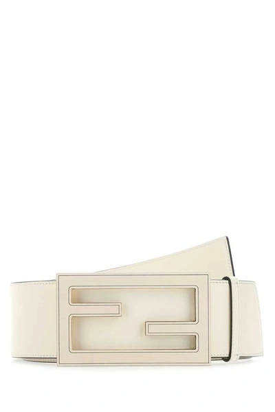 Shop Fendi Wide Baguette Belt In White