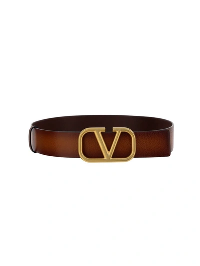 Shop Valentino Vlogo Signature Belt In Brown