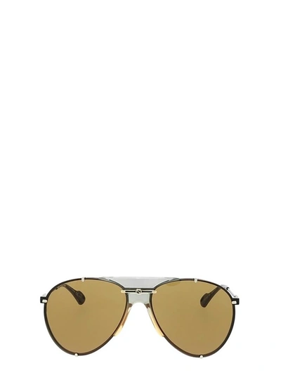 Shop Gucci Eyewear Aviator Sunglasses In Silver