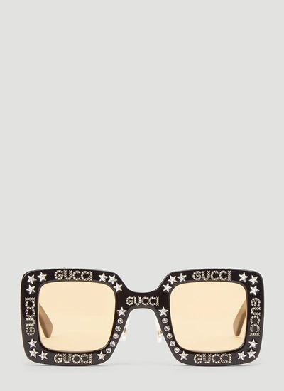 Shop Gucci Eyewear Embellished Square Frame Sunglasses In Multi