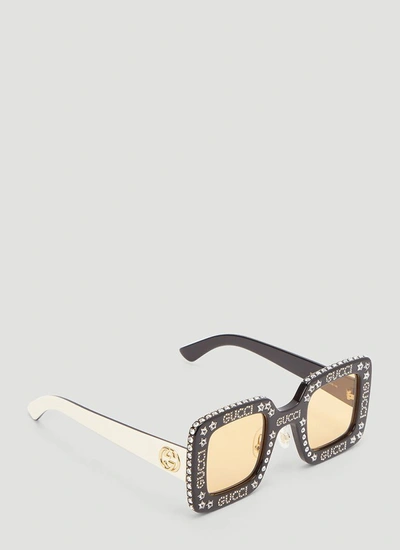 Shop Gucci Eyewear Embellished Square Frame Sunglasses In Multi