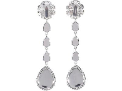 Shop Alessandra Rich Crystal Embellished Pearl Drop Earrings In Silver