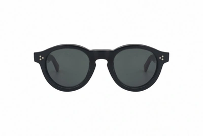Shop Lesca Gaston Round Frame Sunglasses In Black